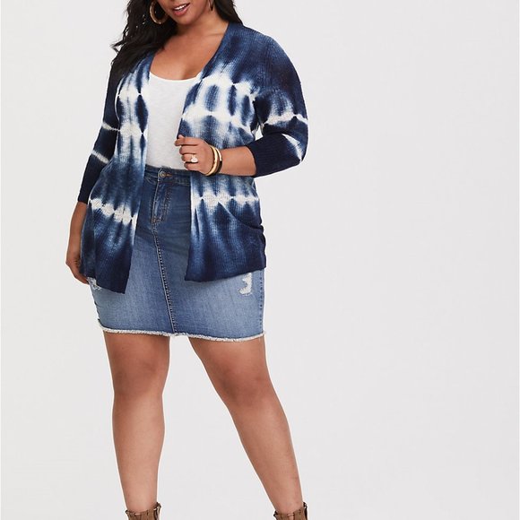 Torrid Blue Tie-Dye Knit Cardigan - Picture 3 of 6